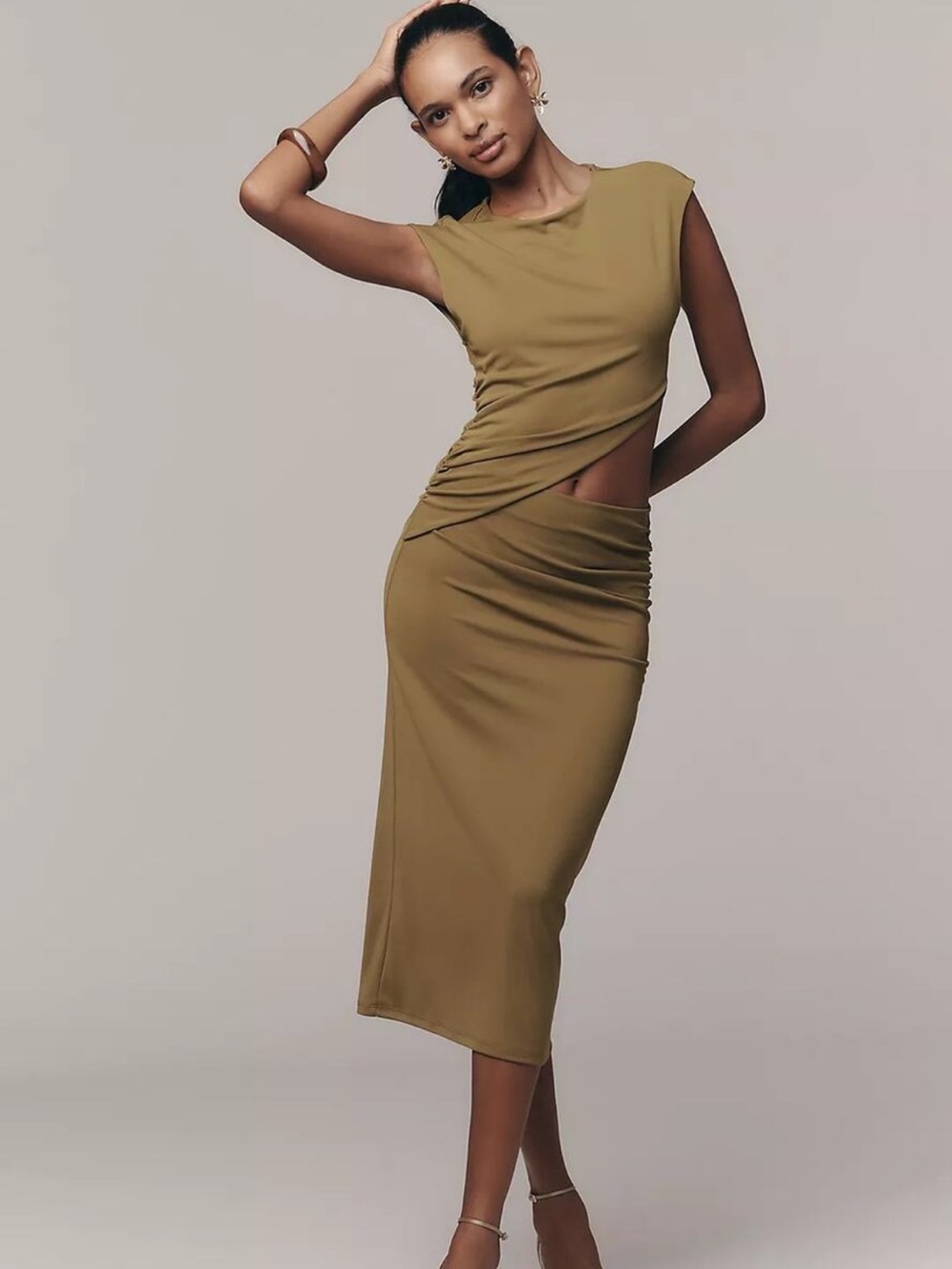 Anthropologie Sleeveless Cutout Knit Midi Dress